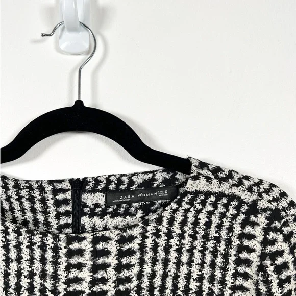 Zara Dress Womens Medium Black White Short Casual Party Lantern Sleeve Ladies - Picture 4 of 12